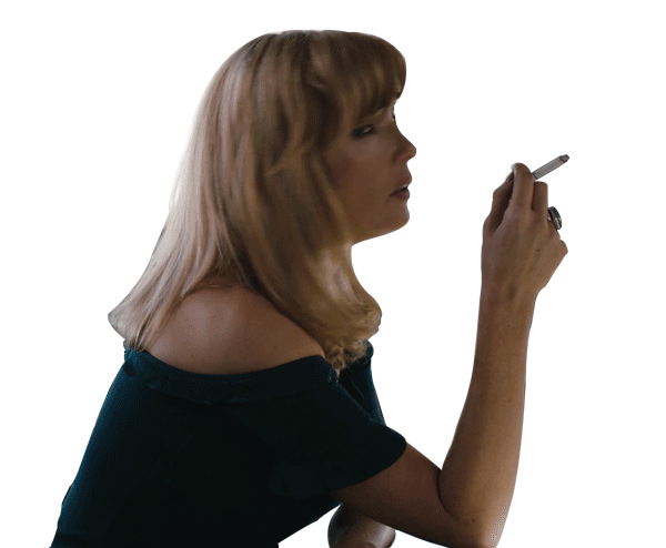 Kelly Reilly smoking a cigarette (or weed)
