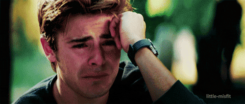 Zac Efron having a casual weep