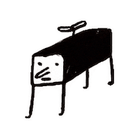 Black White Cartoon Sticker