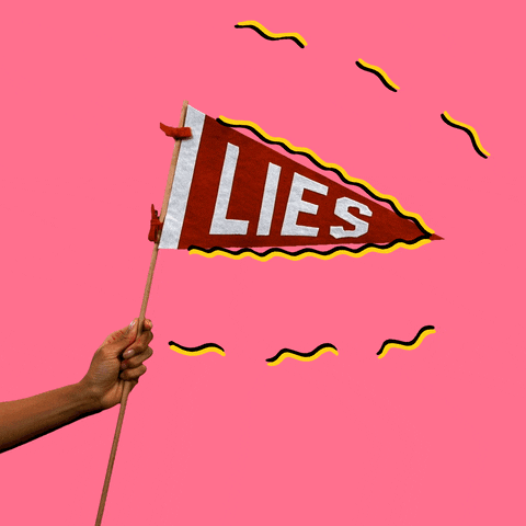 Flag that says 'Lies'.