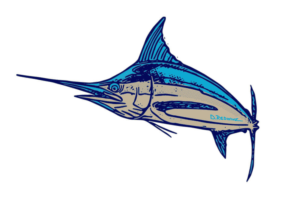 Blue Marlin Fish Sticker by Put Me Outside