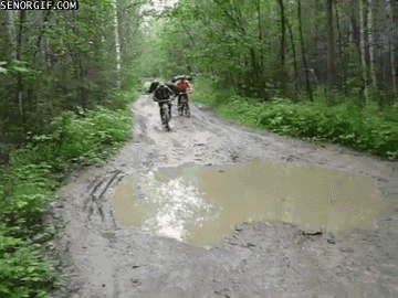 Image result for gif riding into puddle
