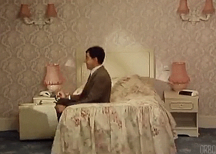 mr bean bouncing on a bed gif