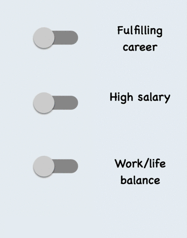 Image result for fulfilling career high salary work life balance gif
