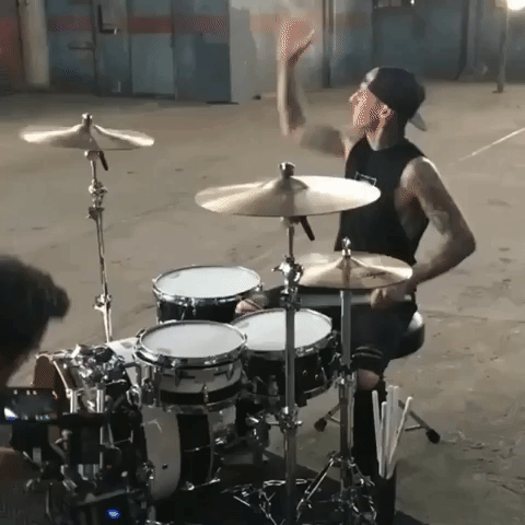 blink-182 music video drums behind the scenes drummer GIF