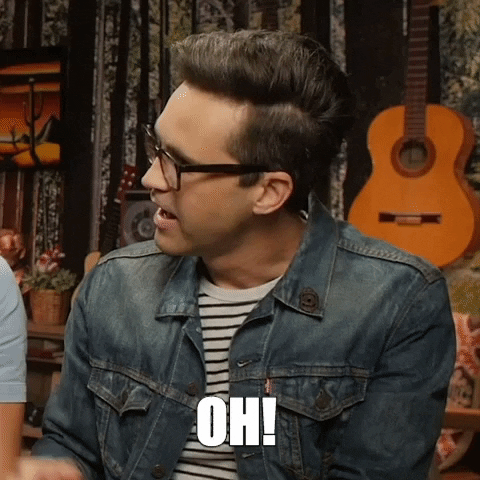 Celebrity gif. Link from Good Mythical Morning looks over at Rhett and then turns to look at us. He has a shocked expression on his face and his eyes dart around like he’s putting the puzzle together in his head. He says, “Oh!”