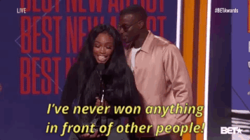 ive never won anything in front of other people GIF by BET Awards