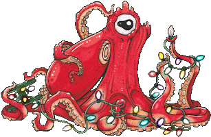 Confused Merry Christmas Sticker by OctoNation® The Largest Octopus Fan Club!