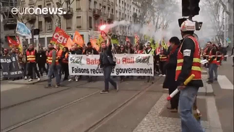 strike demonstration GIF by euronews
