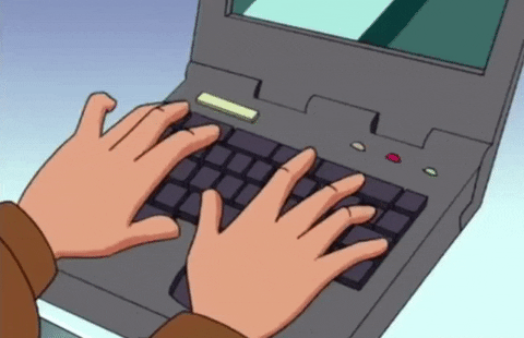 End of document - GIF animation showing person typing on the computer