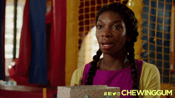 michaela coel middle finger GIF by Chewing Gum Gifs