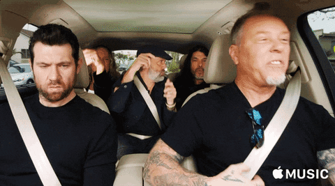 Carpool Karaoke Metallica GIF by Carpool Karaoke: The Series on Apple Music - Find & Share on GIPHY