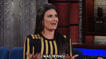 idina menzel hair flip GIF by The Late Show With Stephen Colbert