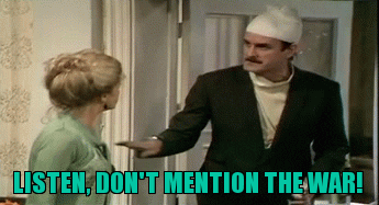 chriswidgetdimauro john cleese faulty towers don't mention the war GIF