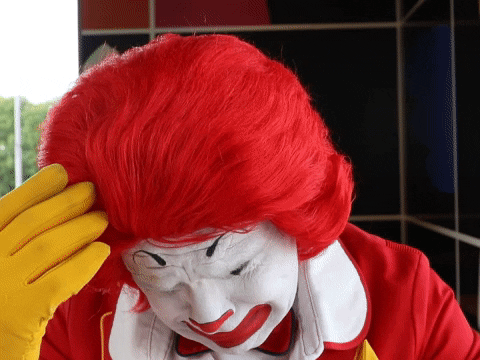 Image result for unhappy Ronald Mcdonald gif