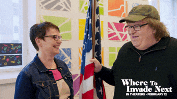 michael moore laughing GIF by Michael Moore's WHERE TO INVADE NEXT