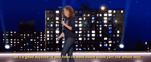 Michelle Wolf Thats A Good Defense If You Have To Walk Home Alone Fart The Whole Way GIF by Night of Too Many Stars HBO