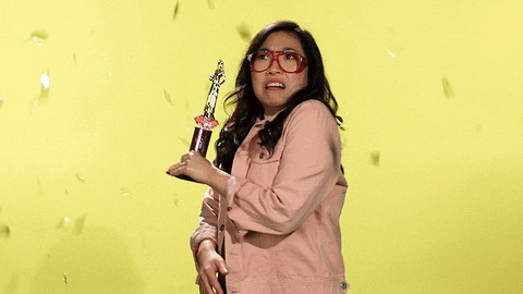 New trending GIF online: celebrate, victory, confetti, trophy, awkwafina