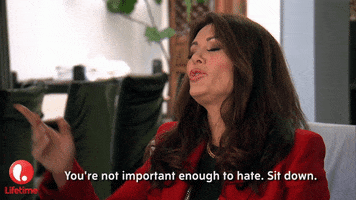 Youre Not Important Enough To Hate Sit Down GIF by Lifetime Telly