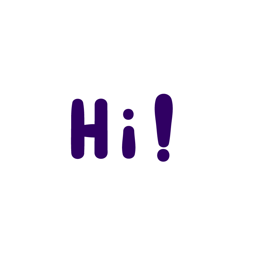 Text gif. The word "Hi!" morphs into various shapes and colors.