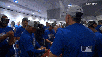 los angeles dodgers champagne GIF by MLB