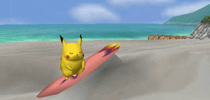 pokemon snap surfboard GIF by namslam