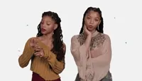 bored chloe x halle reaction pack GIF
