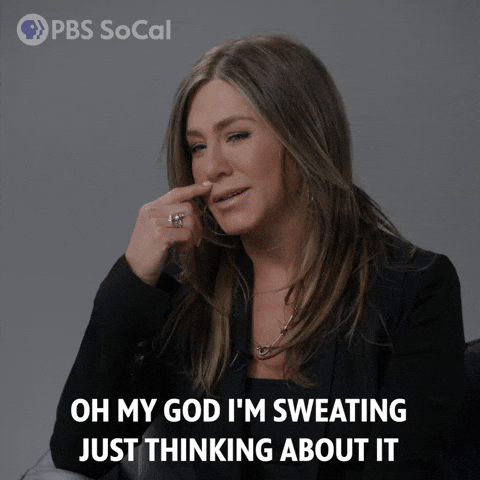Sweating Jennifer Aniston GIF by PBS SoCal