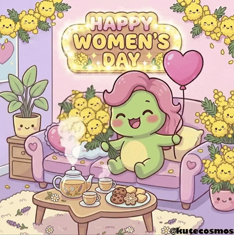 Happy Womens Day GIF by KuteCosmos | Home of Fruffy and 12 Kute Signs