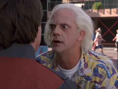 Gif of Doc Brown from Back to the Future 2 asking: Why?