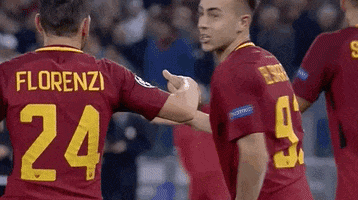 high five champions league GIF by AS Roma