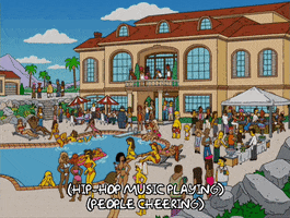 episode 9 crowd by the pool GIF