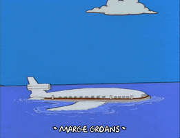 the simpsons plane sinking GIF