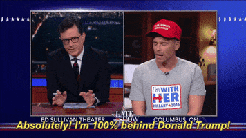 election 2016 i'm behind donald trump GIF by The Late Show With Stephen Colbert