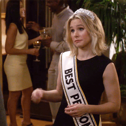 Season 2 Nbc GIF by The Good Place season 2, nbc, the good place, kristen bell, 2x1, eleanor, eleanor shellstrop, best person