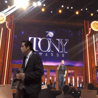 James Corden Confused Travolta GIF by Tony Awards