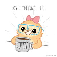 SLOTHILDA  funny cartoon coffee GIF