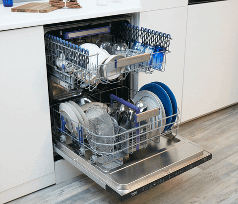 gif of dishwasher machine open and closing 