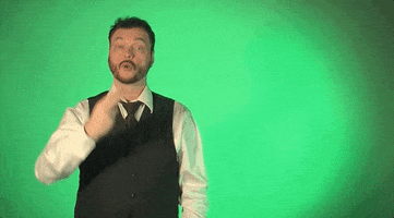 Video gif. A man signs using American Sign Language and says, “Thursday.”