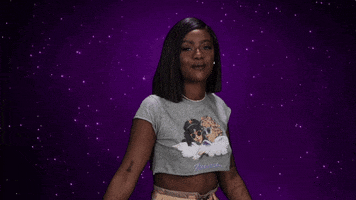 Celebrity gif. Singer Justine Skye gives us two enthusiastic thumbs up and says, “Good job!”
