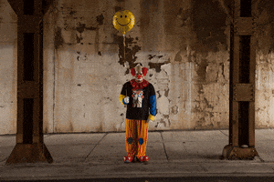 Threadless sad scary clown baloon GIF