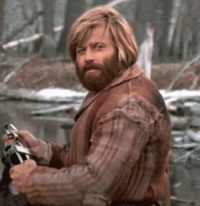 Meme gif. The Jeremiah Johnson nod of approval meme: A slow zoom in on Robert Redford as Jeremiah Johnson, culminating in a smiling nod. Text, "Welcome back."