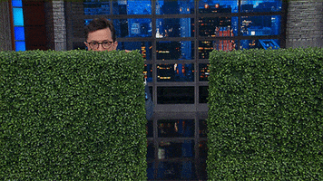 Stephen Colbert Hiding GIF by The Late Show With Stephen Colbert
