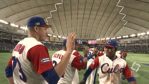 high five world baseball classic GIF by MLB - high five world baseball classic GIF by MLB