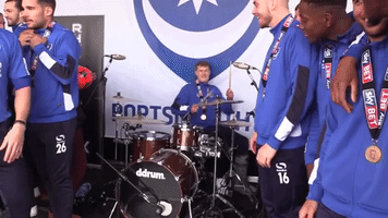 celebration drumming GIF by Portsmouth Football Club