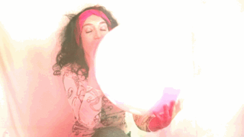 ernestinemanowarda funny pink woman balloon GIF