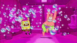 wakyzaky2012 spongebob patrick bubble dance doh i love being purple GIF