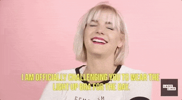 i am officially challenging you to wear the light up bra for the day GIF by BuzzFeed