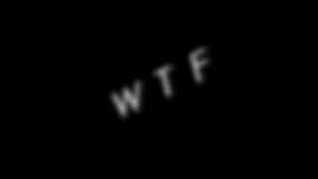 Digital art gif. Recreation of the title sequence for the TV show LOST, but replacing the word “LOST” with the acronym “WTF.” The letters are white on a black background and slowly come into focus.