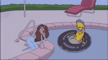 dram animation cartoon pool banana GIF